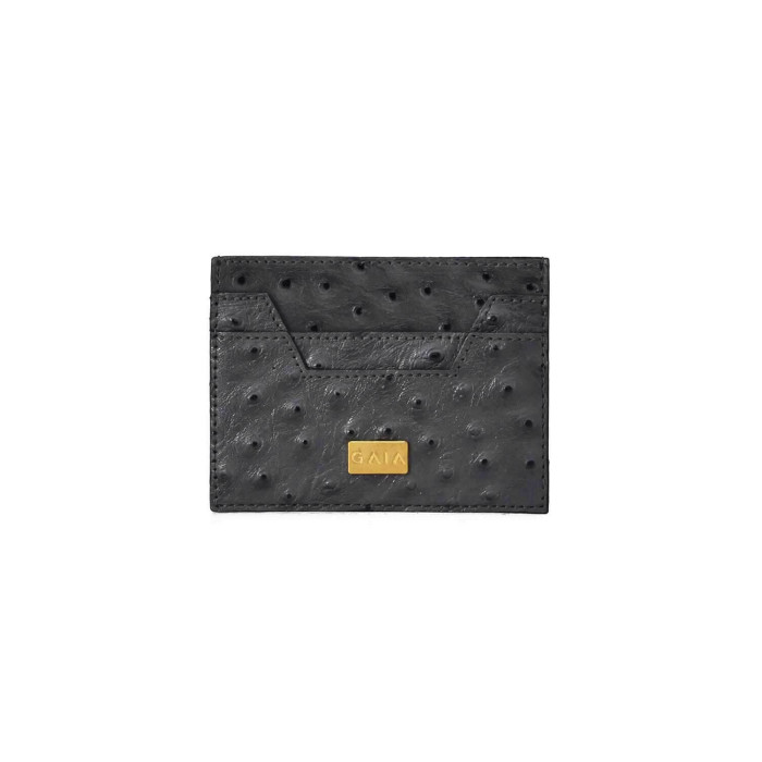 Cardholder Hex Cut Ostrich - Grey