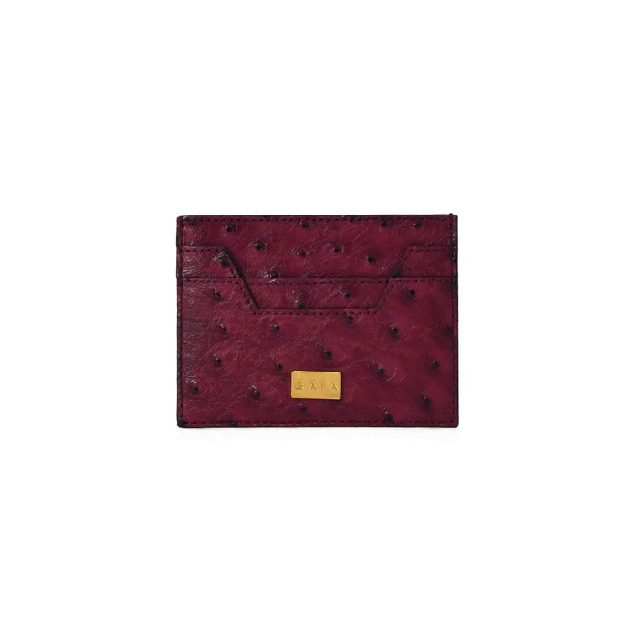 Cardholder Hex Cut Ostrich - Maroon