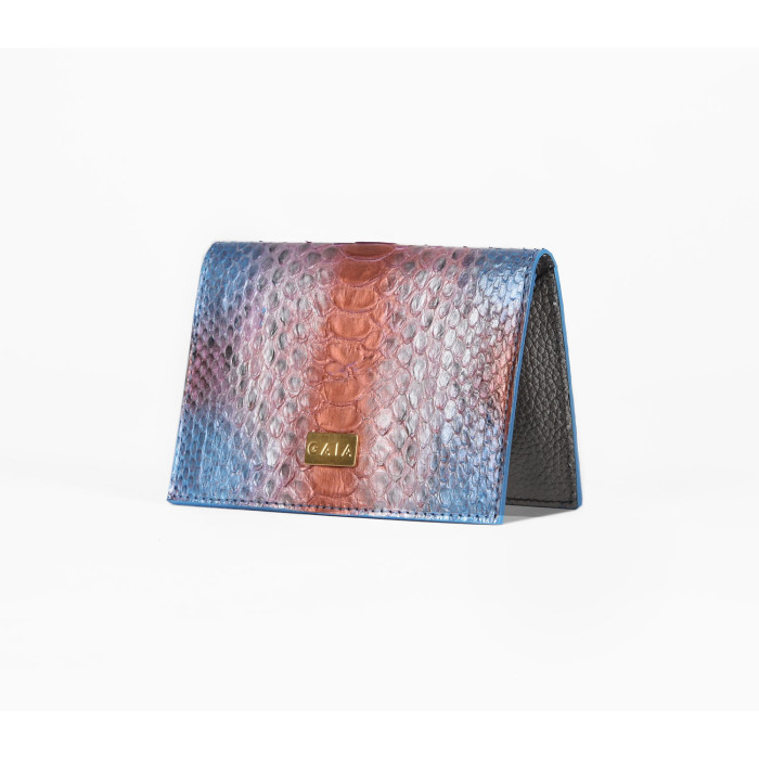 Cardholder Python - Multi Blue and Salmon