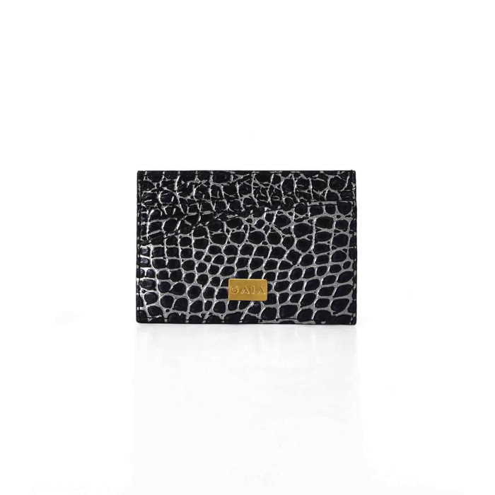 Cardholder Single Curve - Black Ancien