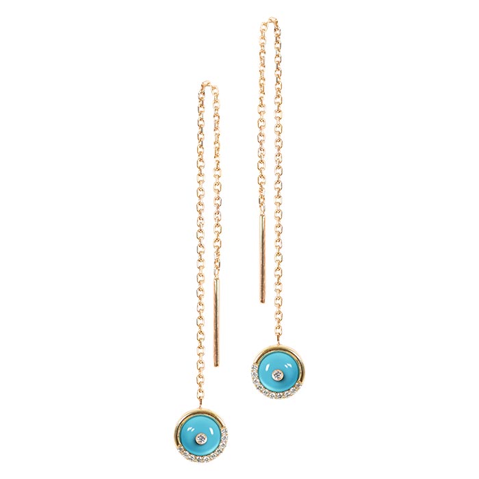 JW Circle Of Life - Chain Earrings YG Turquoise