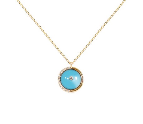 JW Circle Of Life - Chain Necklace YG Turquoise