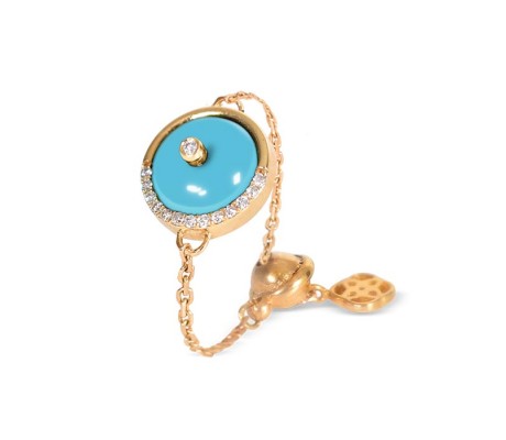 JW Circle Of Life - Chain Ring YG Turquoise