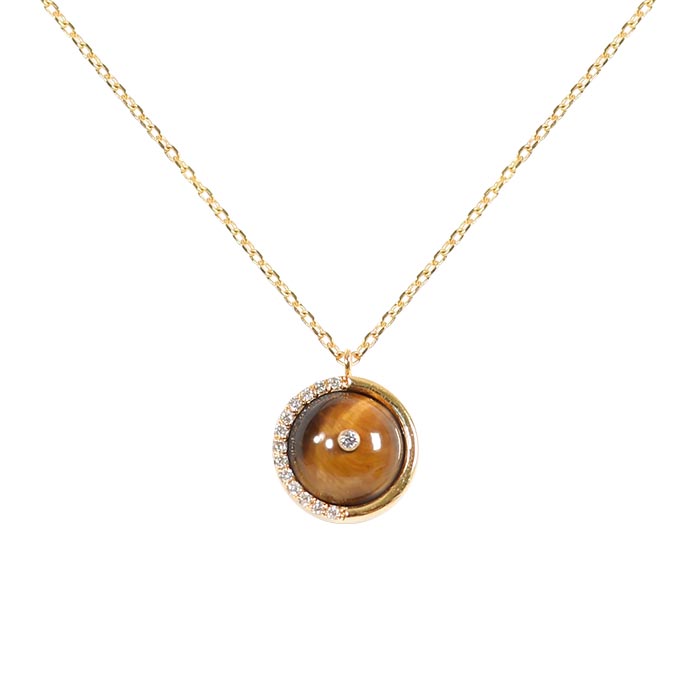 JW Circle Of Life - Chain Necklace YG Tiger Eye