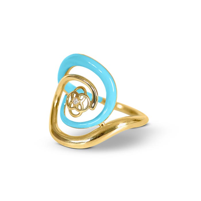 JW - Twirl Collection Ring - YG Turquoise