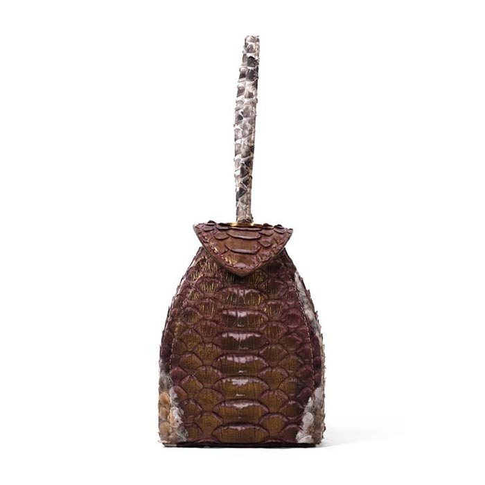 Pyramid Micro Python Bags - Grey Beige Brown Gold