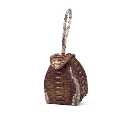 Pyramid Micro Python Bags - Grey Beige Brown Gold