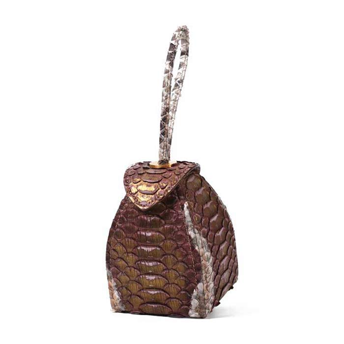 Pyramid Micro Python Bags - Grey Beige Brown Gold