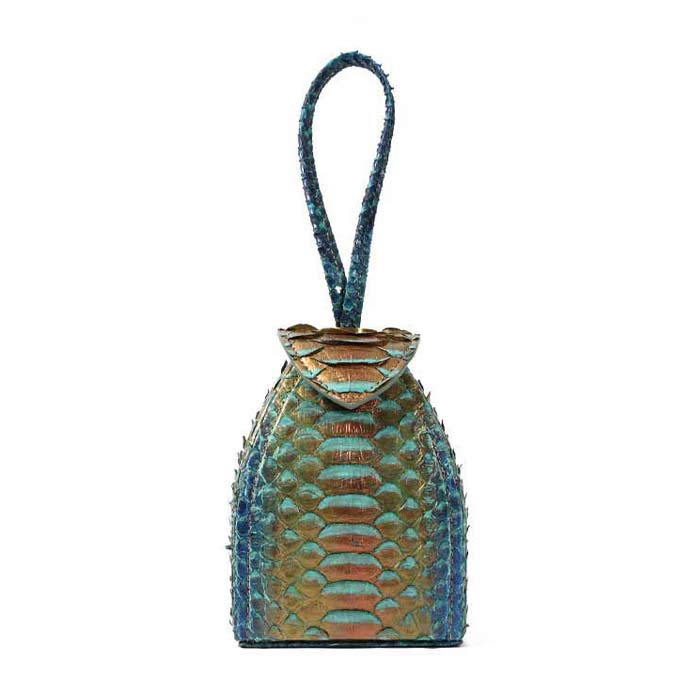 Pyramid Micro Python Bags - Navy Turquoise Gold