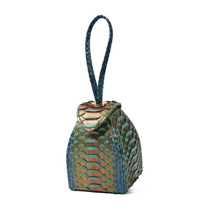 Pyramid Micro Python Bags - Navy Turquoise Gold