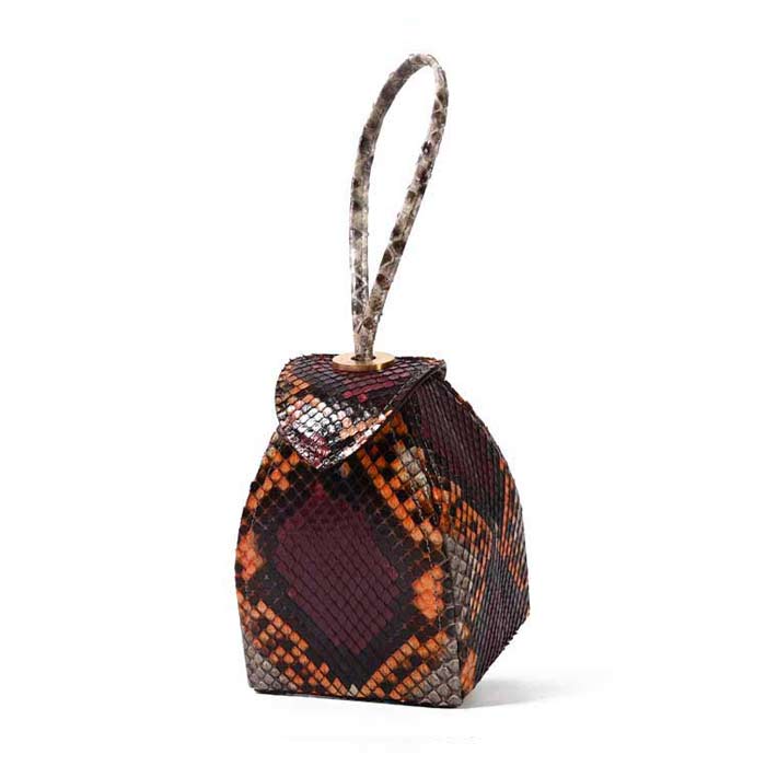 Pyramid Micro Python Bags - Beige Black Orange Burgundy