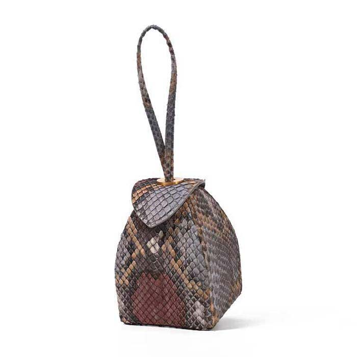 Pyramid Micro Python Bags - White Black Beige Brown