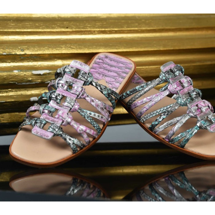 Roman Shoes - Multi Silver and Pink