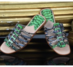 Roman Shoes - Multi Phosphoric Green