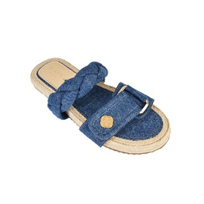 Braided Adjustable Flats - Denim