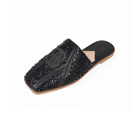 The 8 Collection Bling Mules - Black