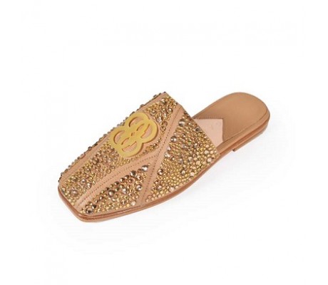 The 8 Collection Bling Mules - Cappuccino
