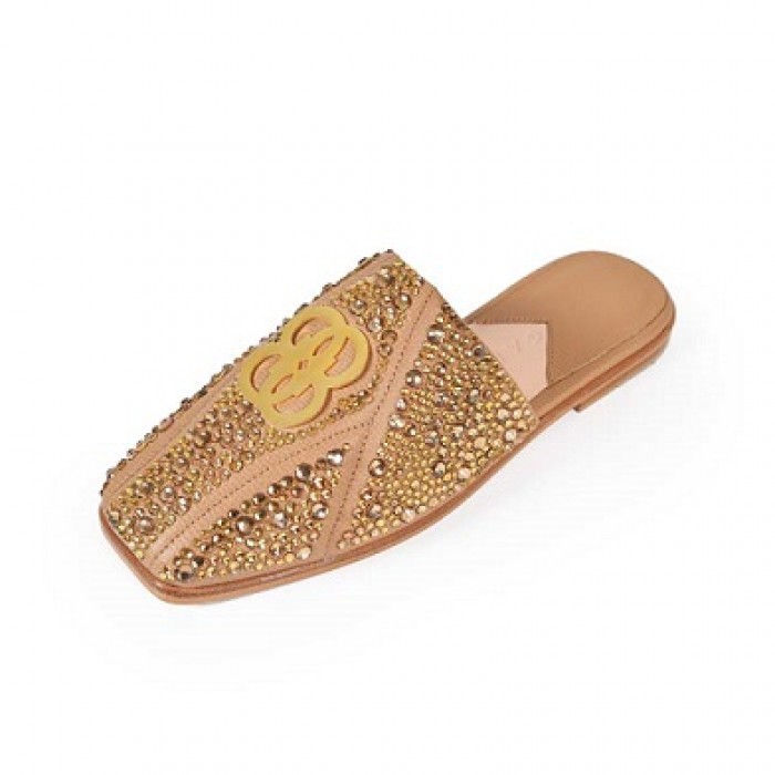 The 8 Collection Bling Mules - Cappuccino
