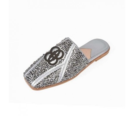 The 8 Collection Bling Mules - Silver