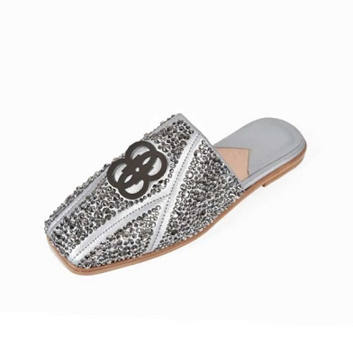 The 8 Collection Bling Mules - Silver