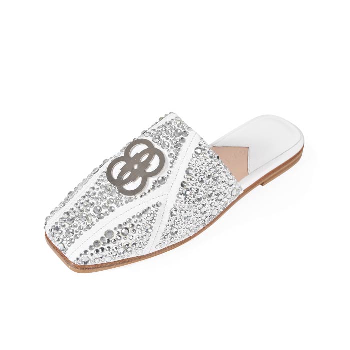 The 8 Collection Bling Mules - White