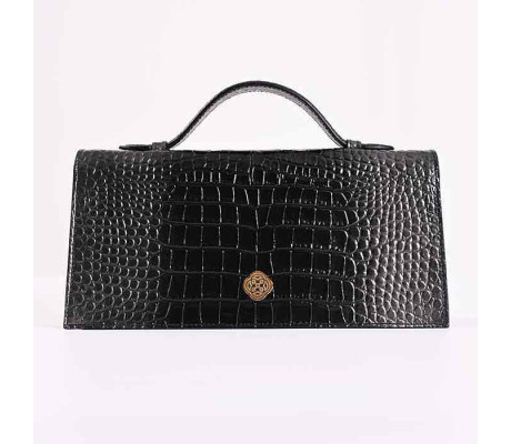 The Venetian Rectangle - Glossy Black with Silver Finish