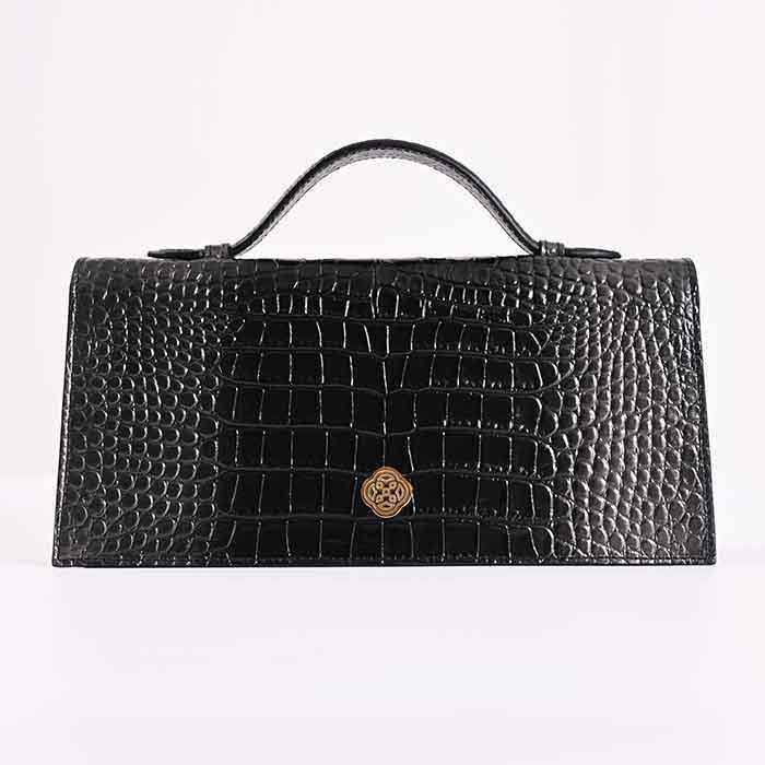The Venetian Rectangle - Glossy Black with Silver Finish