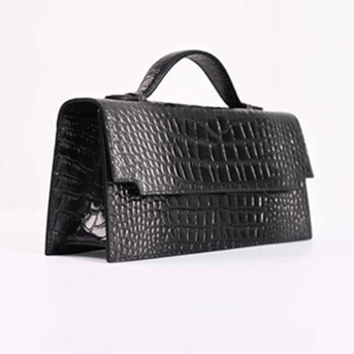 The Venetian Rectangle - Glossy Black with Silver Finish